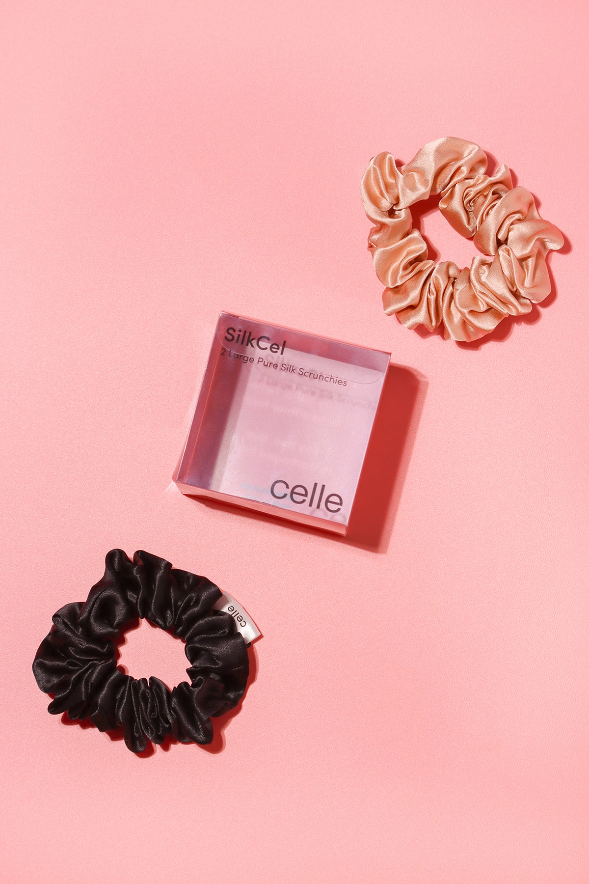 2 Silk Scrunchies and box